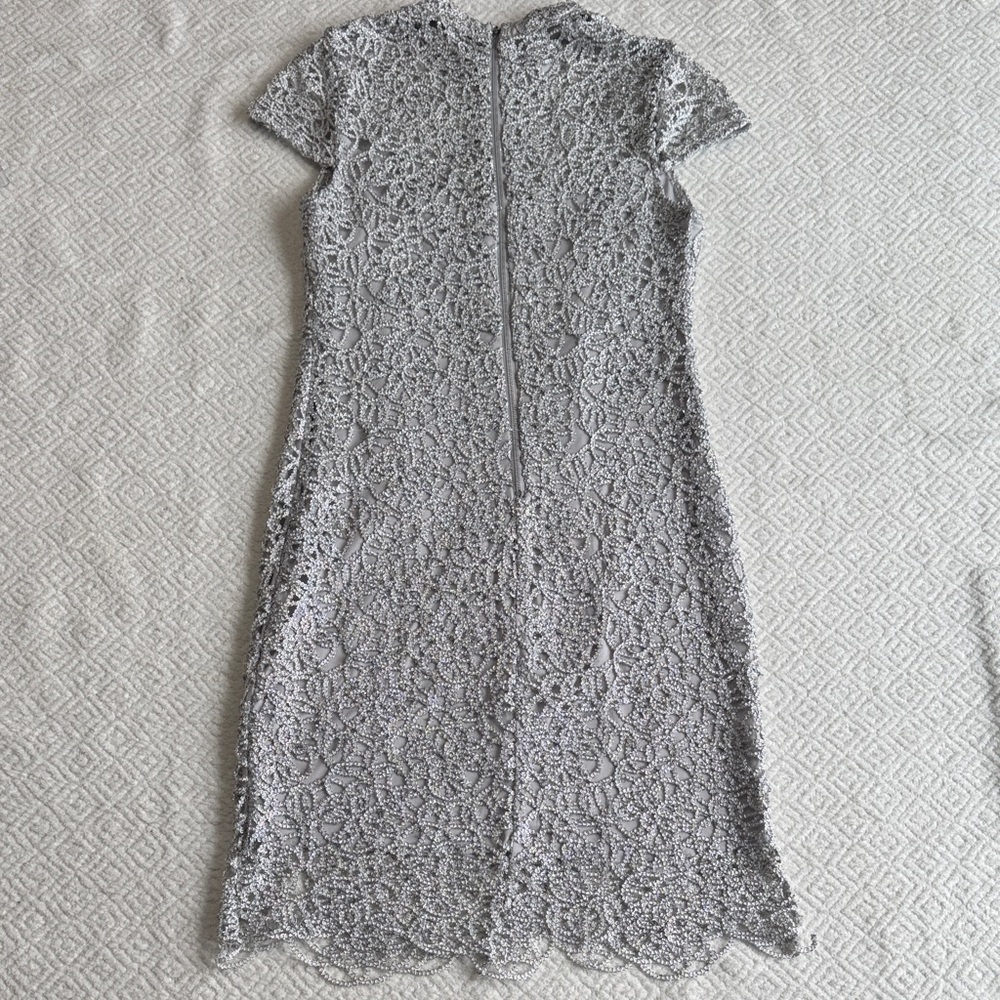 Premier Amour Gray Lace Midi Dress Sz 16 - Picture 8 of 9